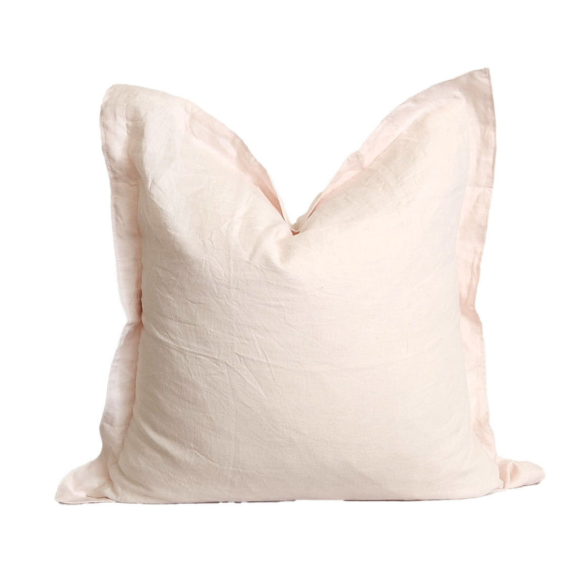 Light Pink Throw Pillow Cover 20x20 Pink Linen Pillow Flange Dusk Bloom