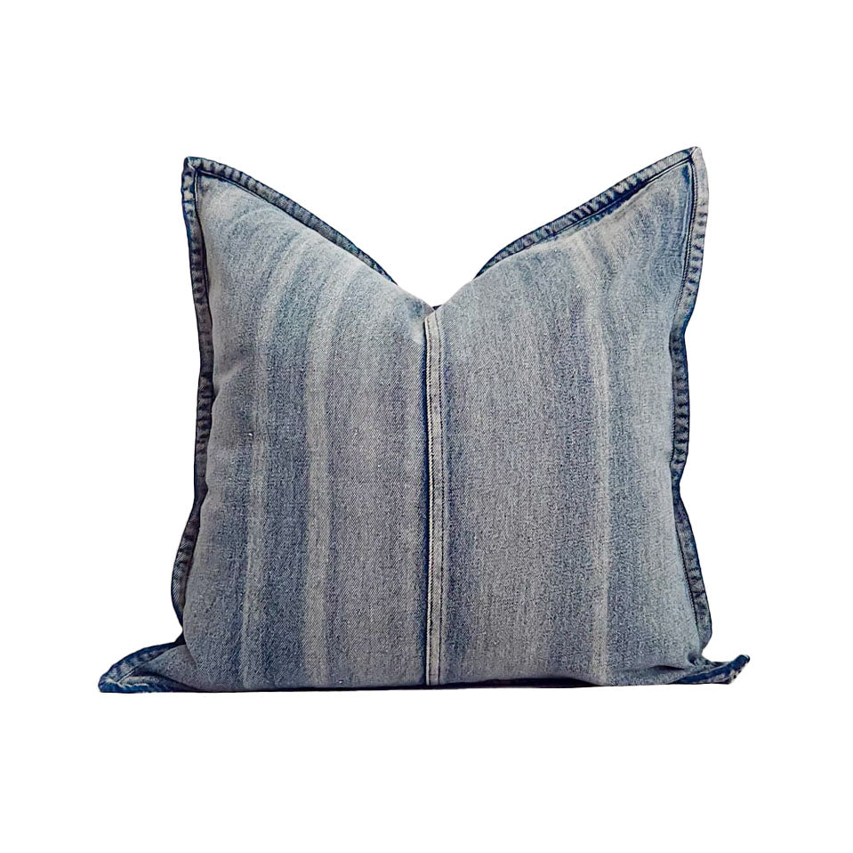 Denim Throw Pillow Blue Pillow Cover lumbar 18x18 Dusk Bloom