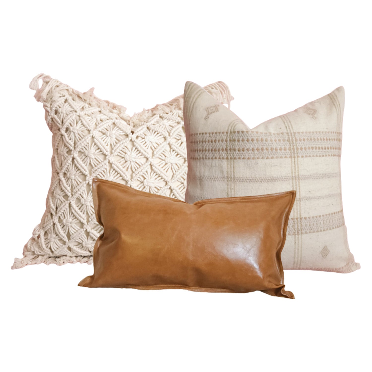 Tess Brown Ivory Neutral Boho Throw Pillow Cover Combo Quick Ship