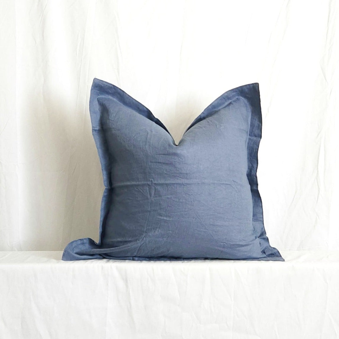 Blue linen throw pillow sale