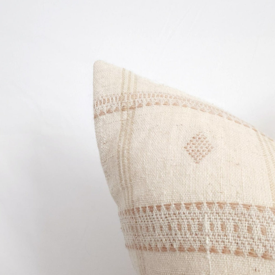 Aditi Plaid Wool Pillow Boho Ivory Throw Pillow Cover 20" | Dusk & Bloom