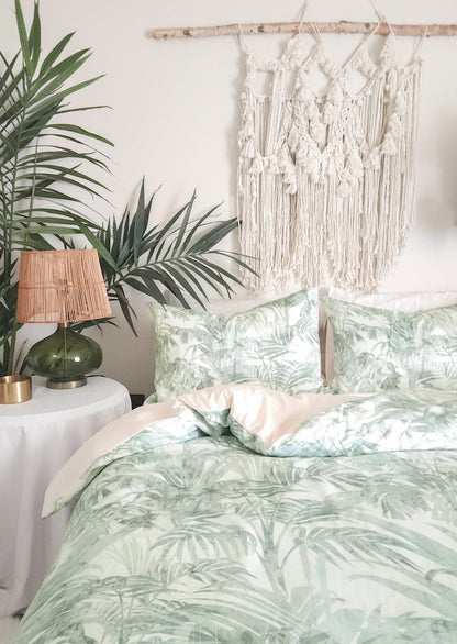 Havana Tropical Palm Tree Bedding Set, Sage Green Duvet Cover | Dusk & Bloom