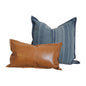 Daryl+Dixie Camel Faux Leather & Denim Rustic Coastal 2-Pack Throw Pillow Cover Bundle (Quick Ship)