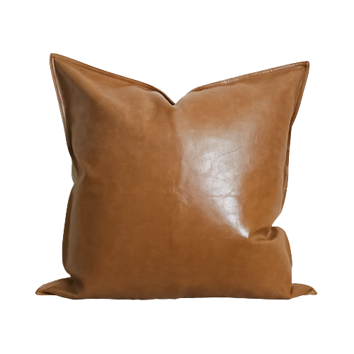 Daryl Faux Leather Pillow Cover Brown Faux Leather Throw Pillow | Dusk & Bloom