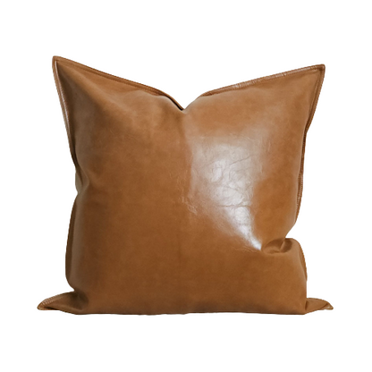 Daryl Faux Leather Pillow Cover Brown Faux Leather Throw Pillow | Dusk & Bloom