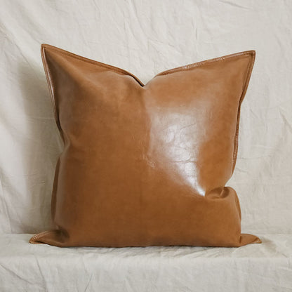 Daryl Faux Leather Pillow Cover Brown Faux Leather Throw Pillow | Dusk & Bloom