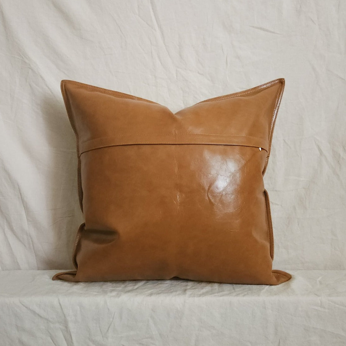 Daryl Faux Leather Pillow Cover Brown Faux Leather Throw Pillow | Dusk & Bloom